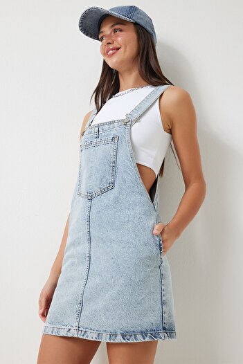 Lovelyİstanbul Light Blue Mini Denim Salopet - Lkq0001
