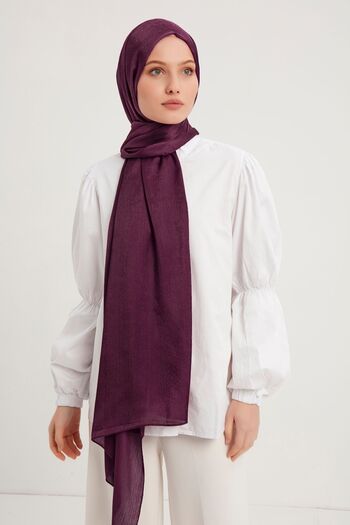 Şaless Janjanli Hijab Crinkle Evening Dress Shawl - Plum 70X190Cm