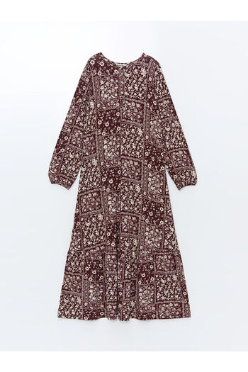 LC Waikiki LCW Long Sleeve Print Crew Neck Women's Dress