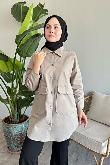 InStyle Μπουφάν Gabardine Stone - Oversize Cut