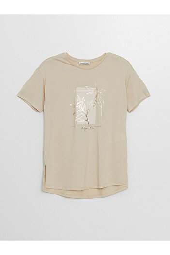 LC Waikiki Γυναικείο T-Shirt LCW - Crew λαιμόκοψη, στάμπα, κοντό μανίκι
