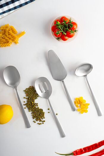 Porsima Sidney 4 Piece Mini Sauce Serving Set - Stainless Steel, Shovel Ladle and Spoon Colander