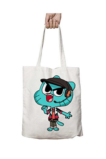 ART HEDİYE Gumball Printed δύο όψεων Μόνιμη πλενόμενη υφασμάτινη τσάντα ώμου - για το σχολείο και την παραλία
