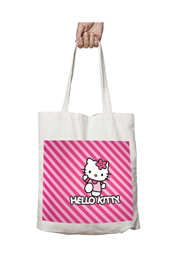 ART HEDİYE Hello Kitty Pink δύο όψεων με μόνιμη στάμπα που πλένεται σχολική τσάντα ώμου παραλίας
