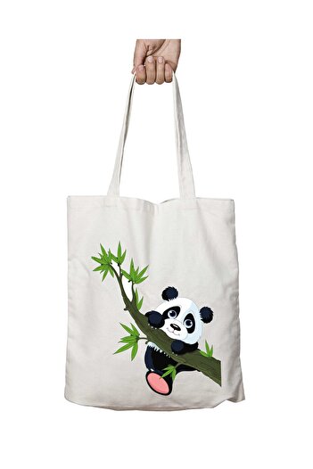 ART HEDİYE Χαριτωμένο με μοτίβο Panda - Πλενόμενη τσάντα ώμου, για παραλία και σχολείο, μόνιμη εκτύπωση σε δύο όψεις