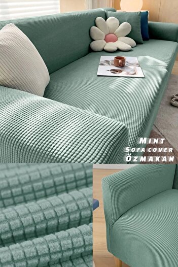 ÖZMAKAN Flexible Stretch and Elastic Square Patterned Three Person Denim Blanket - 1 Piece