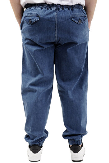ModeXL Mode XL Büyük Beden Erkek Pantolon Kot Jogger Lastikli Paça TORONTO 23916 Mavi