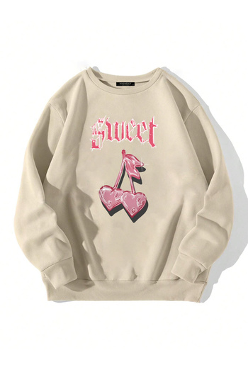 Mad&Calf Unisex Φούτερ με στάμπα Sweet Cherry Oversize - Fleece