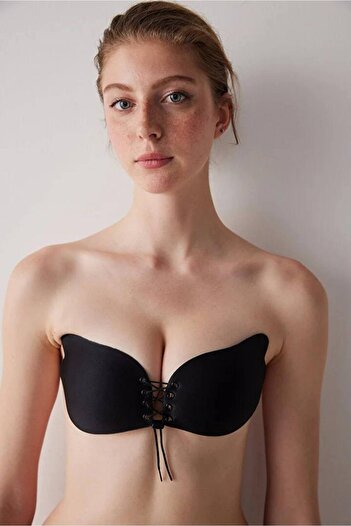 MEBA Black Strapless Strapless Chest Lifting Evening Dress Wedding Dress Invisible Drawstring Adhesive Bra