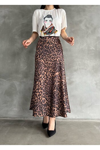 Fiori Luxury Quality Maxi Length Long Satin Skirt with Elastic Waist