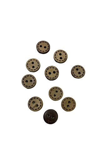 Aslı İplik Wooden appearance small size button 10 pieces