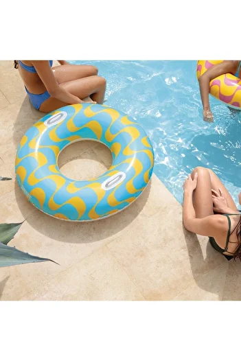 Intex 91 cm Wavy Bagel with Holder - Inflatable Sea Ring