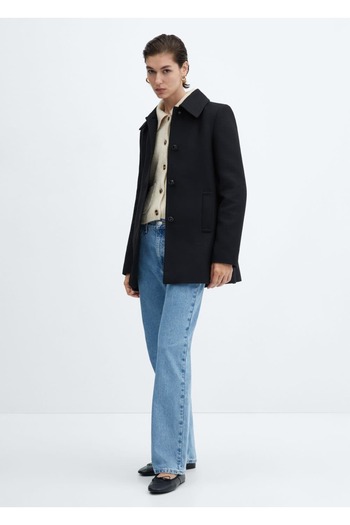 MANGO Woman Buttoned Coat with Shirt Collar