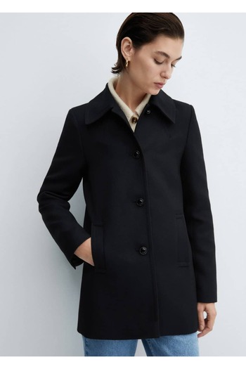 MANGO Woman Buttoned Coat with Shirt Collar