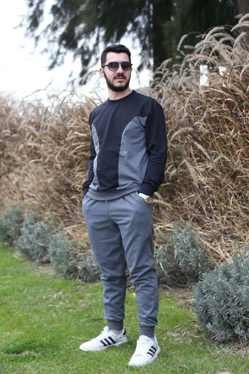 han elegant Σετ ανδρικής φόρμας 2ip Fabric με άνετες τσέπες και ελαστικά πόδια