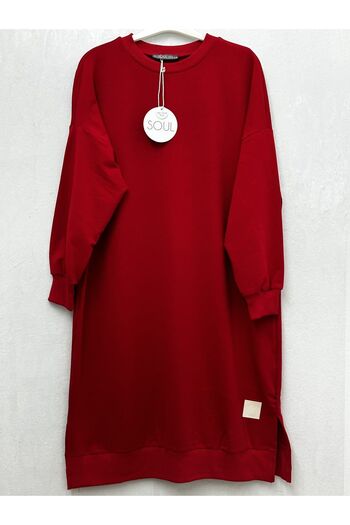 Soul SOULWomen's Below Knee Long Length RED Tunic with Elastic Sleeves / sweatshirt 30645