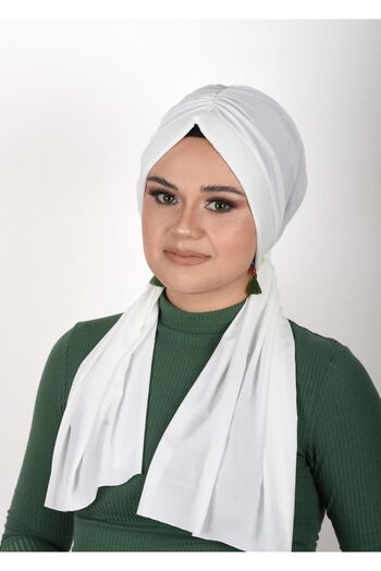 OykumBone White Plain Humor Sandy Fabric Ready Wrap /Κουκούλα
