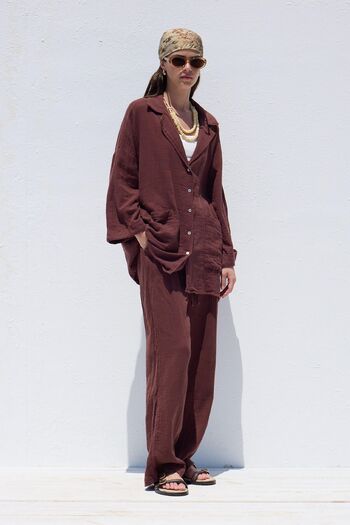 Manuka Claret Red Muslin Comfortable Trousers
