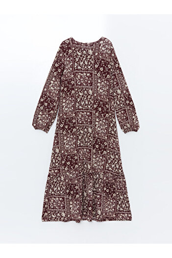 LC Waikiki LCW Long Sleeve Print Crew Neck Women's Dress