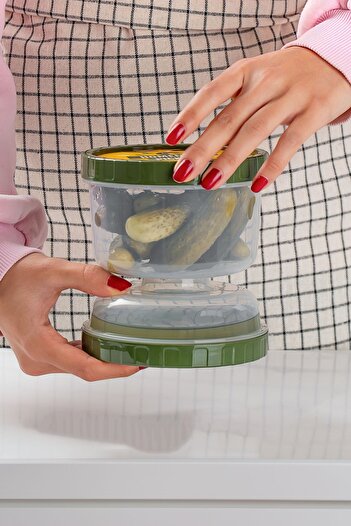 Porsima Olive Holder and Pickle Storage Container with Strainer - 02 1391 Hourglass Transparent