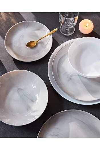 Luminarc Diwali Granite Marbre 6 Pieces Serving Plate for 6 People 25 Cm