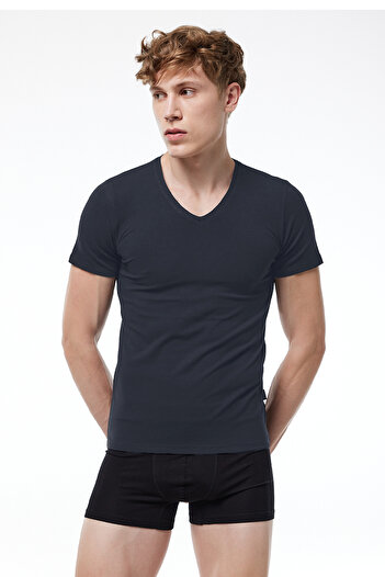 Malabadi Men's Smoked V Neck Short Sleeve Modal T-Shirt Body 032
