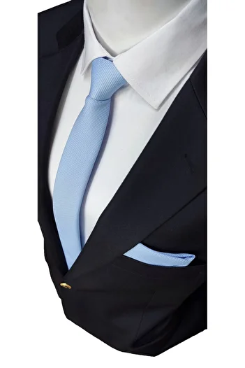 Elegante Cravatte Dobby Woven γραβάτα και μαντήλι σε μπλε του ουρανού χρώμα