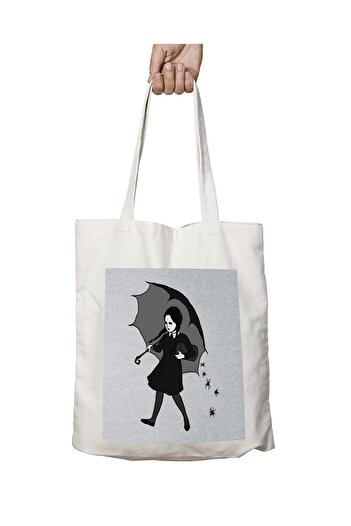 ART HEDİYE Τσάντα Wednesday Addams - Διαρκής εκτύπωση δύο όψεων, πλένεται, για το σχολείο και την παραλία