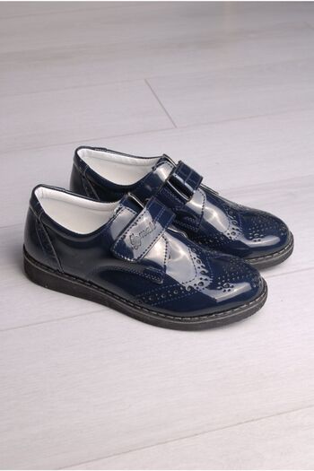 Rıdvan Çelik Boy's Navy Blue Patent Leather Classic Shoes