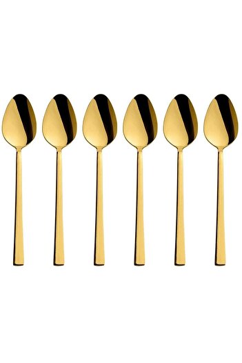 Kitchen Design Lab Parlak Gold Tatlı Çatal Ve Kaşık Seti - 12 Adet Kahvaltı Pasta Tatlı Çatal Kaşık Seti Kutulu Set