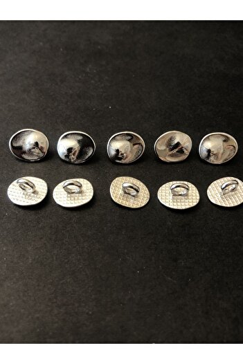 aensia Silver Silver Oval Ellipse Bottom Feet Metalized Button 18 Size Button Shirt Button-10 Pieces Button Pack
