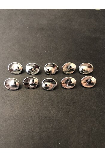 aensia Silver Silver Oval Ellipse Bottom Feet Metalized Button 18 Size Button Shirt Button-10 Pieces Button Pack