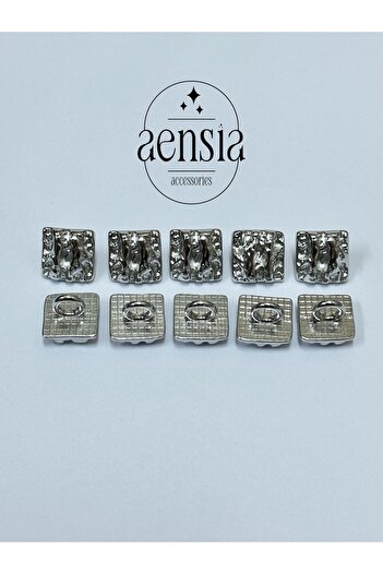 aensia Square Metal Blouse Shirt Dress - Striped and Wrinkled Embossed, Button 1.14 CM- Pack of 10