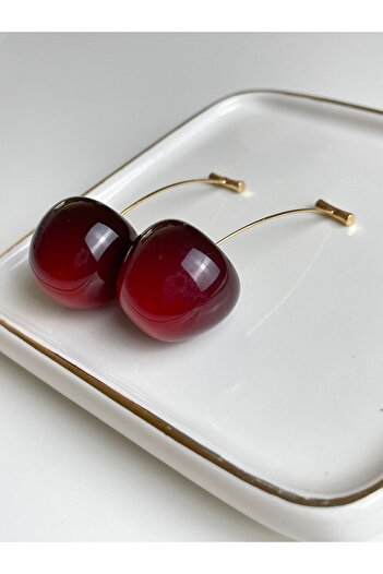 Poison Accessories Red Cherry Earrings - Gold Steel Handle Interlaced