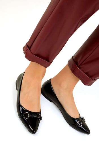 SOHO Patent Leather Black Women's Ballerinas - 19486
