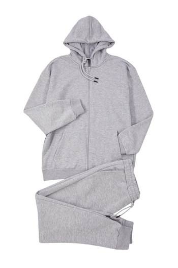 Trendyol Collection Σετ φόρμας με κουκούλα Oversize γκρι Melange - TMNAW25EM00000