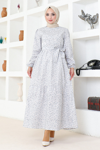 ModaMerve Gray Belted Dress - ETT10044