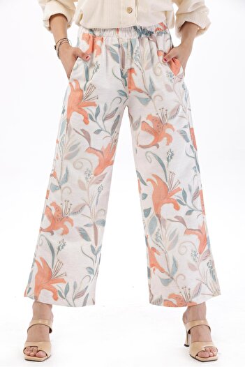 Geco Patterned Orange Trousers