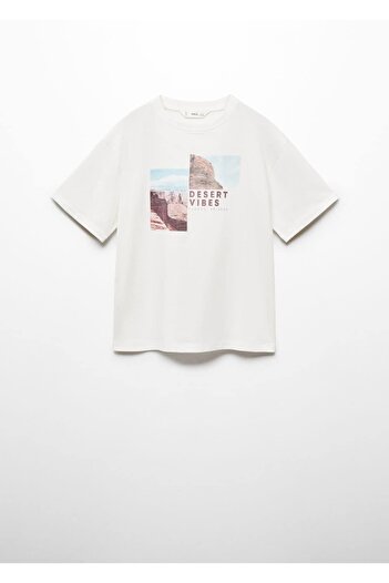 MANGO Kids Gemustertes T-Shirt aus Baumwollmischung