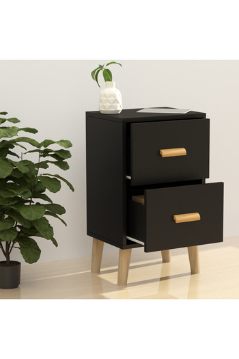 Mahmayi Modern Dual-Drawer Nightstand Set – Elegant Wooden Storage Tables for Home (Pack of 2)