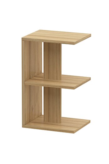 Mahmayi Modern E-Shape Nightstand, 3 Open Shelves, Easy Assembly, Coco Bolo - Versatile Use