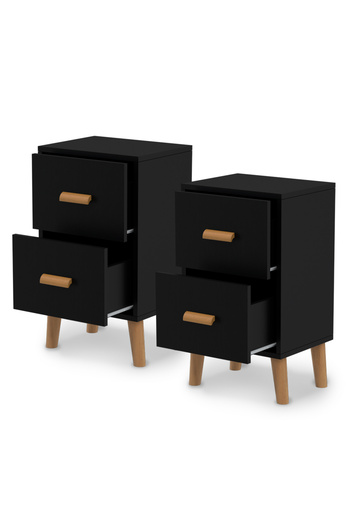 Mahmayi Modern Dual-Drawer Nightstand Set – Elegant Wooden Storage Tables for Home (Pack of 2)