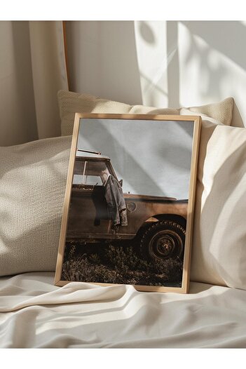 Postifull Rustic Unframed Poster, Scandinavian Brown Painting, No:45 Old Vehicle Photo, Vertical