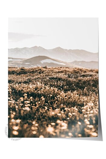 Postifull Rustic Unframed Poster, Scandinavian Brown Painting, No:61 Mountain Landscape Photo, Vertical
