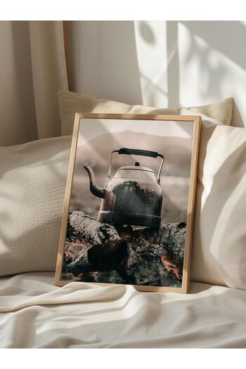 Postifull Rustic Frameless Poster, Scandinavian Brown Painting, NO:105 Old Teapot Photo, Vertical