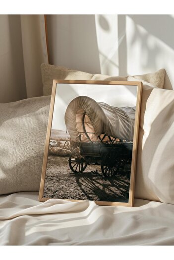 Postifull Rustic Unframed Poster, Scandinavian Brown Painting, No:91 Closed Horse Carriage Photo, Vertical