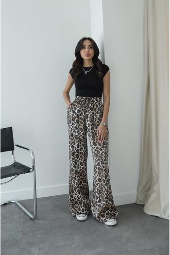 Lady Pixie Shiny Patterned Leopard Draped Trousers