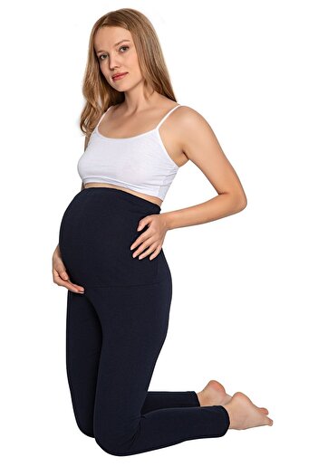 MyBen Women's Navy Blue Adjustable Waist Maternity Maternity Cotton Tights 2022-irf04