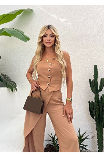 MOCCHI Rossi Linen Double Set - Wrap Pants and vest
