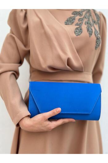 Sh Poly Σατέν Μπλε Γυναικείο Βραδινό Φόρεμα Clutch - Νυχτερινή Τσάντα Γάμου